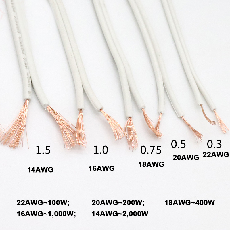 White 18AWG 2pin Power Wire Cable Copper Core For LED Strips and Power Supply - 3.28\' by sale White 18AWG 2pin Power Wire Cable Copper Core For LED Strips and Power Supply - 3.28\' by sale